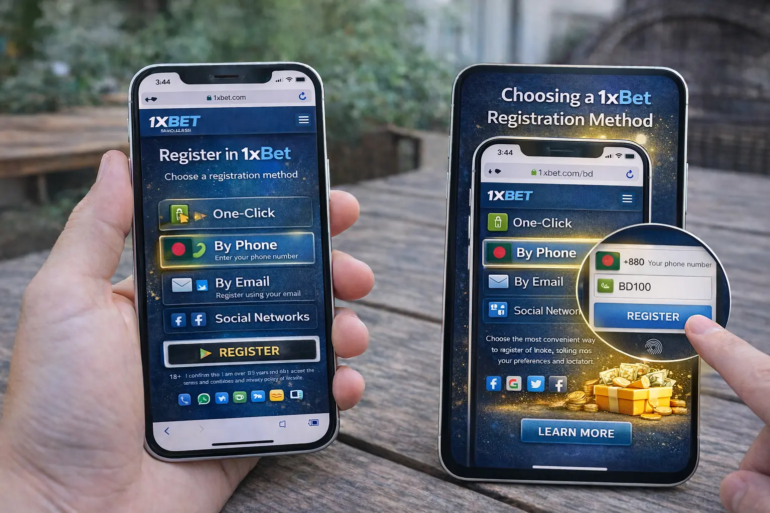 Choosing a 1xBet Registration Method
