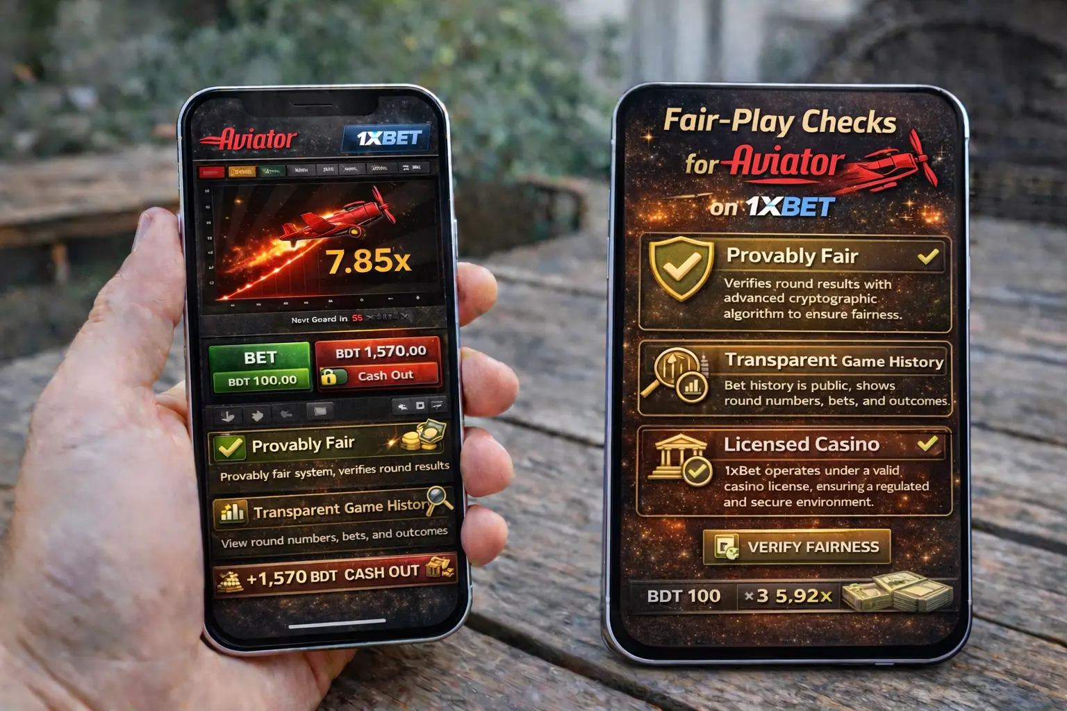 Fair-play checks for Aviator on 1xBet — provably fair verification